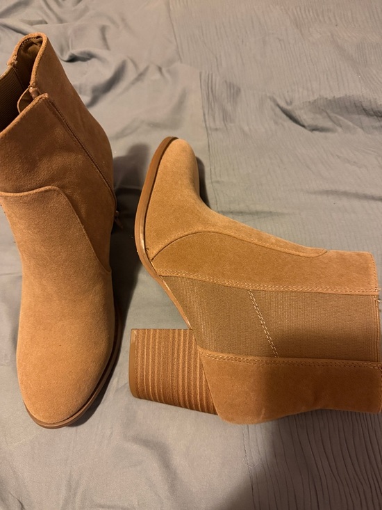 Target Shoes - Target Cognac Suede Block Heel Ankle Boots